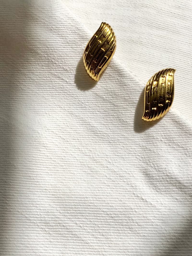 Vintage Napier Ripple Gold Earrings