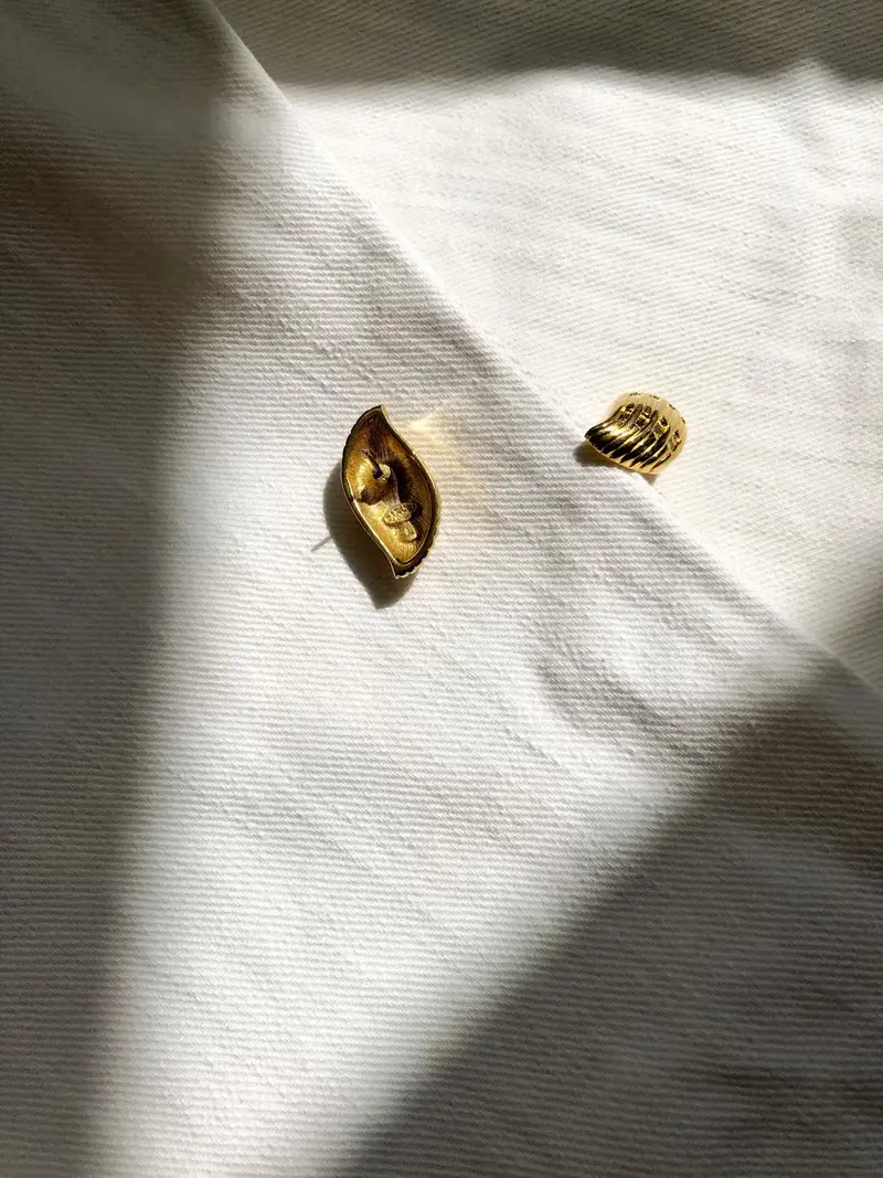 Vintage Napier Ripple Gold Earrings