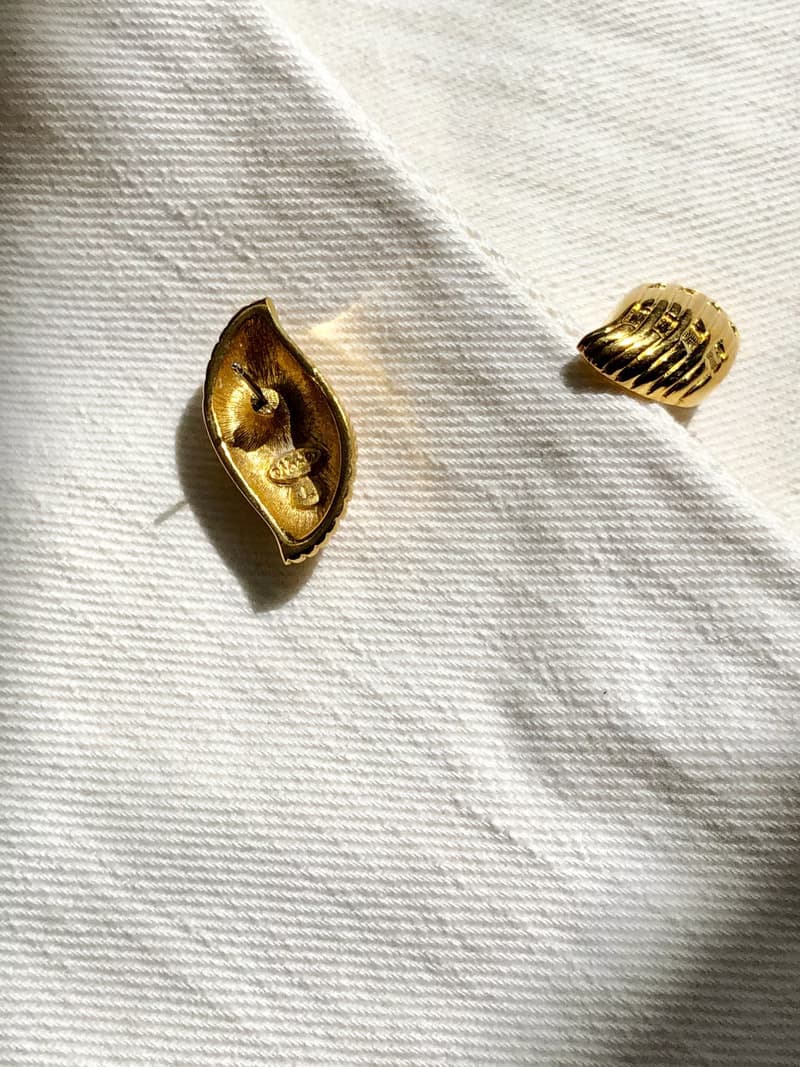 Vintage Napier Ripple Gold Earrings