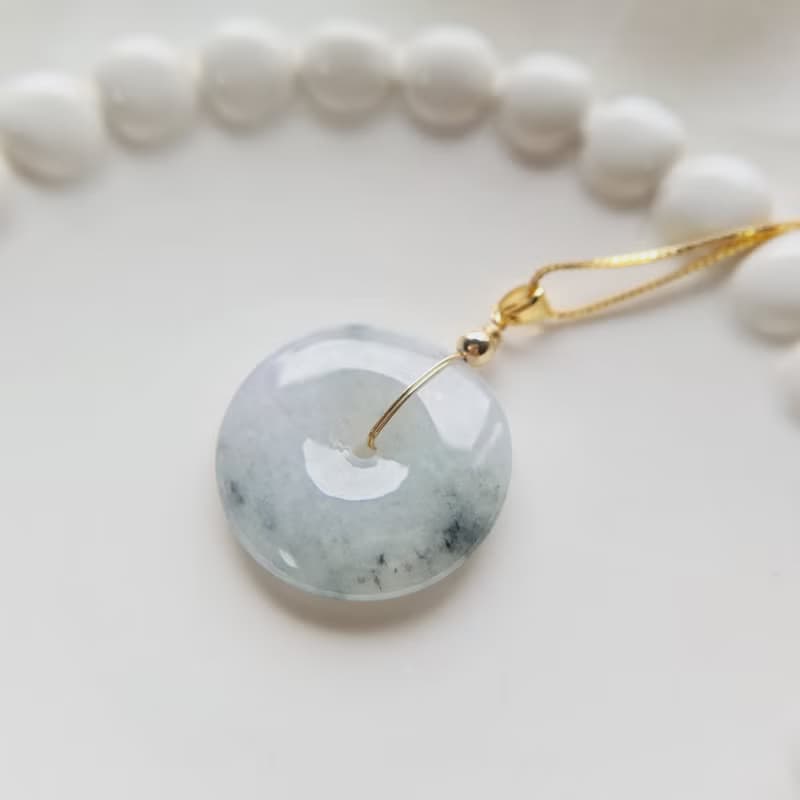 冰膠烏雞平安扣吊墜 | 天然緬甸玉A貨翡翠