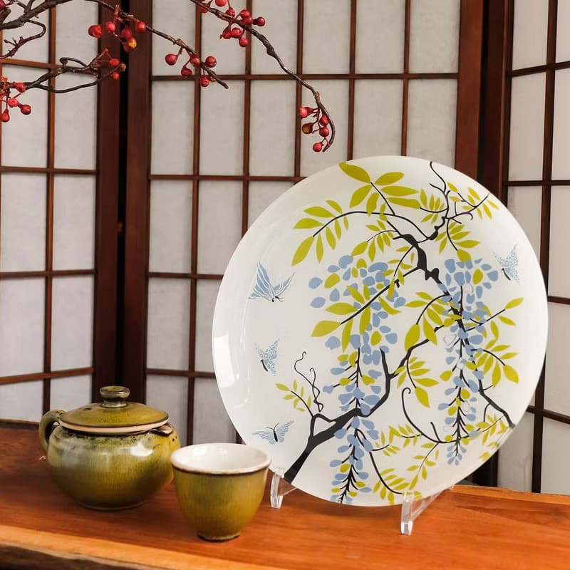 【舞蝶花園圓盤】點心盤│餐盤│襯盤│茶盤