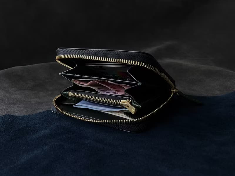 植鞣革牛皮拉鍊零錢袋多夾層短夾 | 深綠 現貨