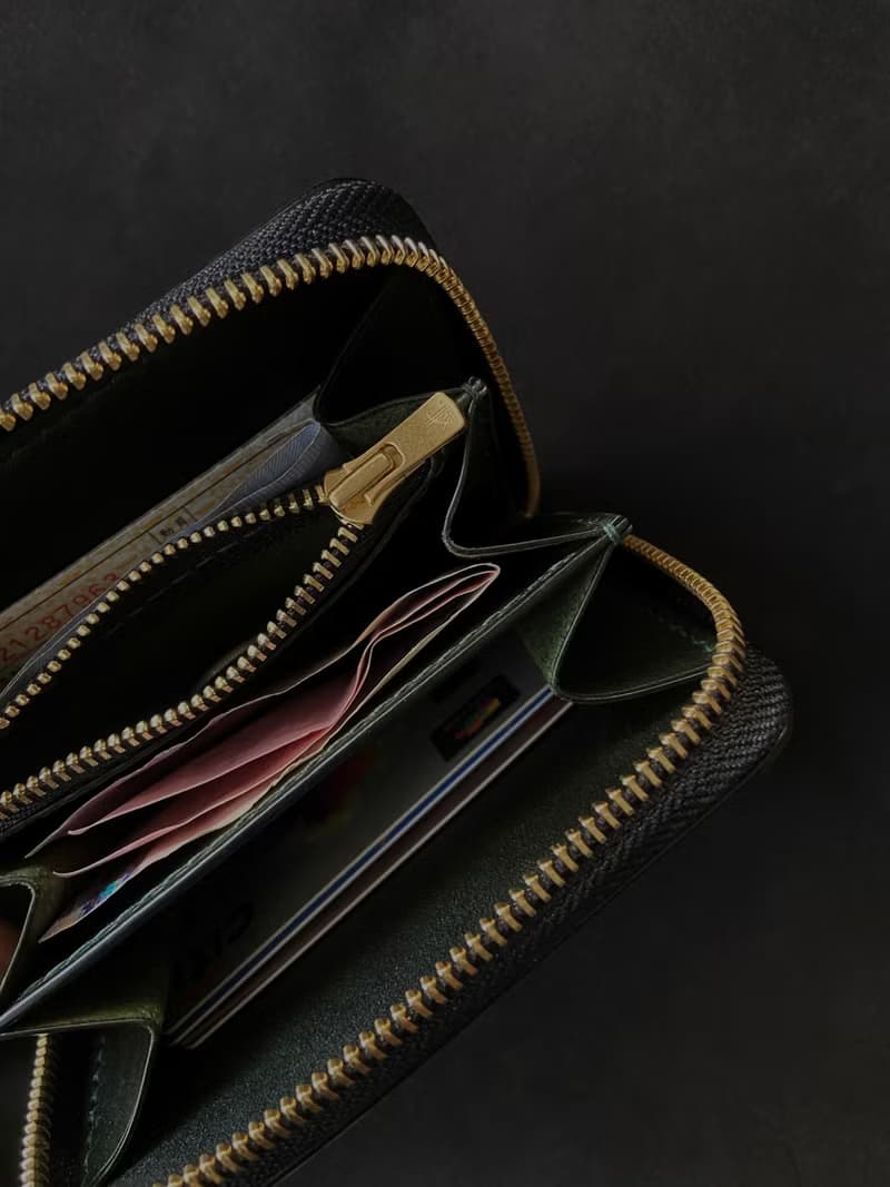 植鞣革牛皮拉鍊零錢袋多夾層短夾 | 深綠 現貨