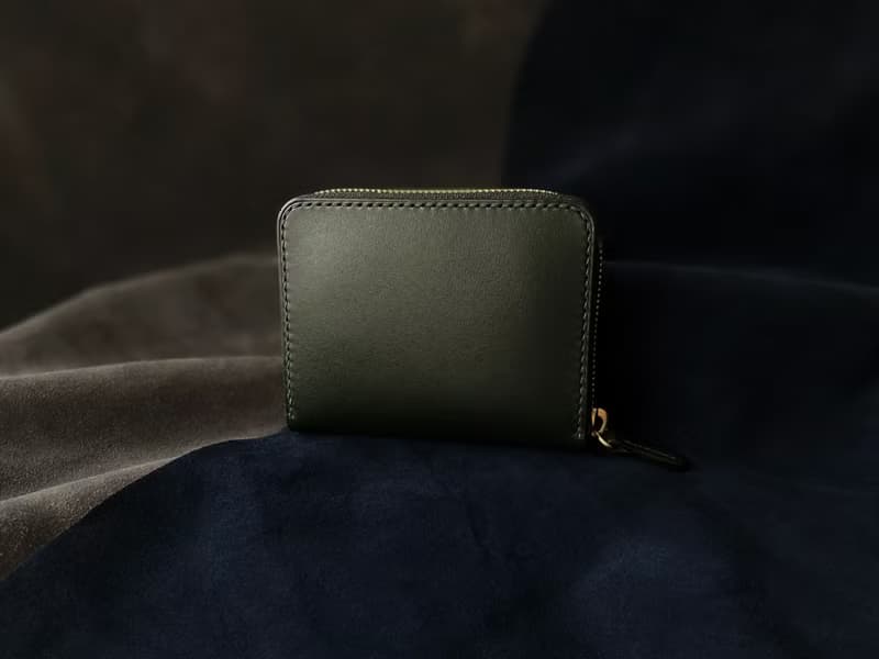 植鞣革牛皮拉鍊零錢袋多夾層短夾 | 深綠 現貨
