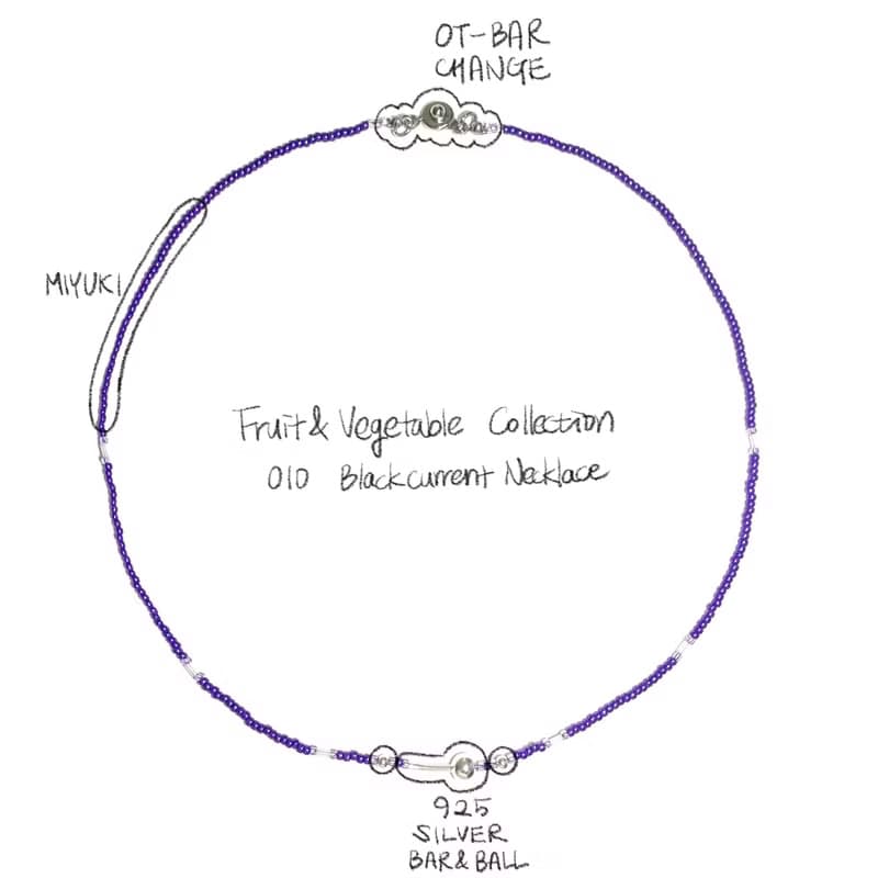 Fruit & Vegetable Collection - 010 Blackcurrant Silver Necklace