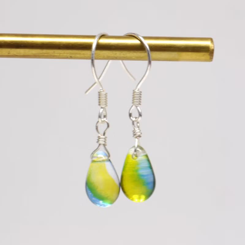 多色選擇 - Candy Jewelry 925純銀漸層色琉璃耳勾(可改無痛耳夾)