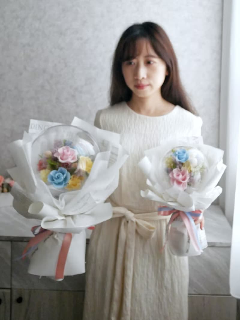 波波球永生玫瑰花束【輕裸櫻粉】七夕情人節/不凋花/生日/畢業季