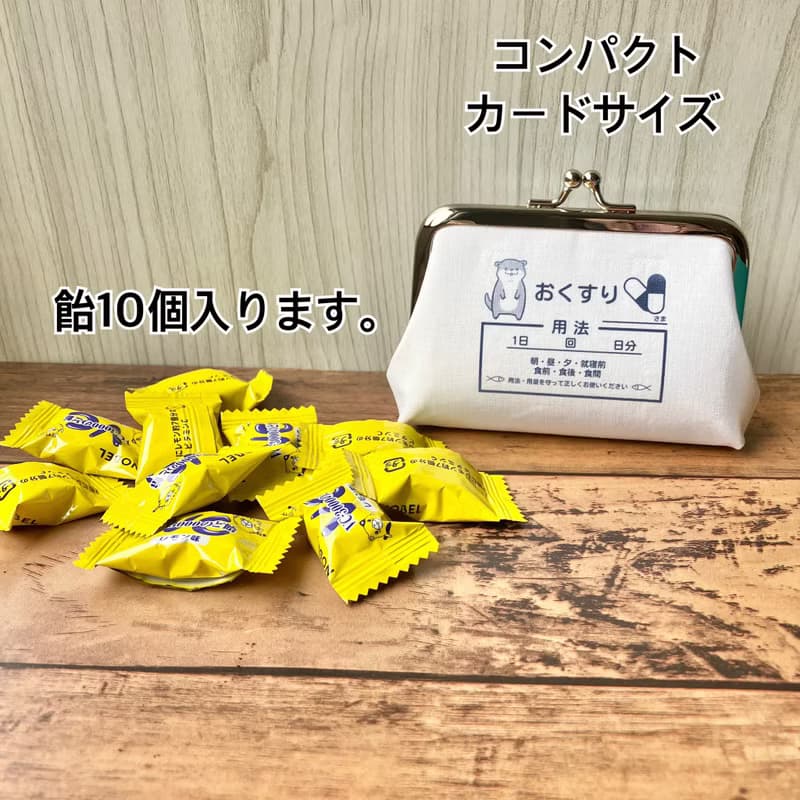 【受注製作】りす 小銭入れ コンパクトなカードサイズ おくすりがま口どんぐりクリニック 小銭入れ 財布 ピルケース イヤホンケース