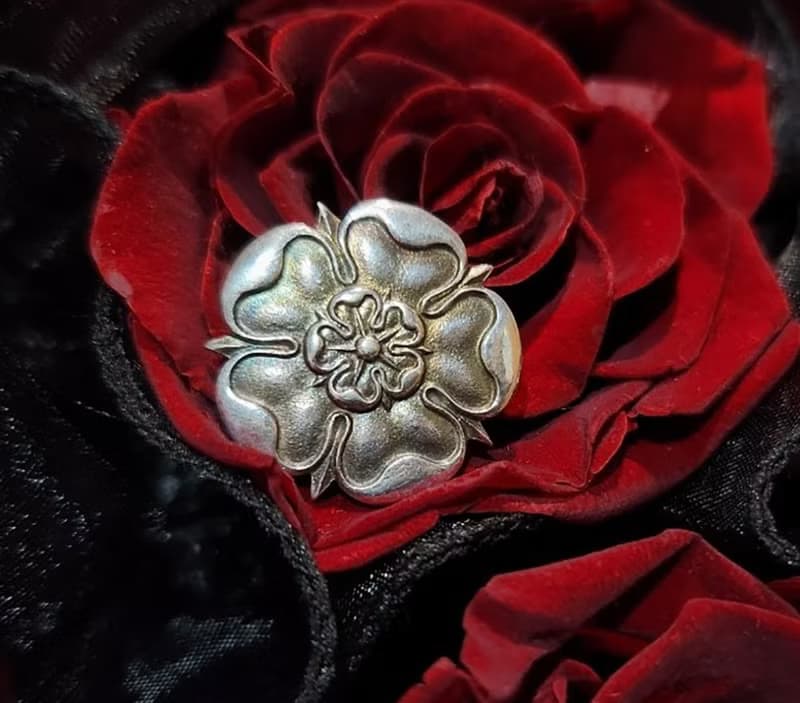 1946年純銀約克王朝玫瑰古董胸針項鍊兩用(有Hallmark)聖誕禮盒