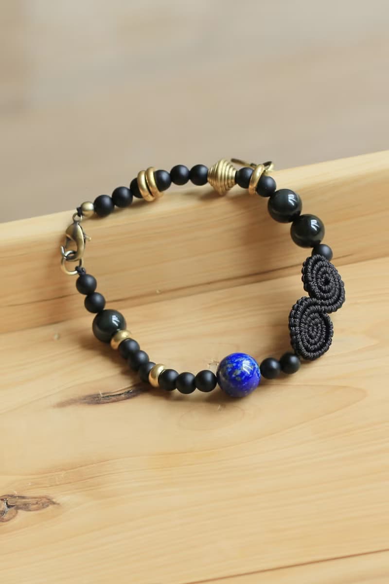 No.8-原創 &靜謐 | 青金色石 黑曜石 黑瑪瑙 黃銅 | 個性小眾