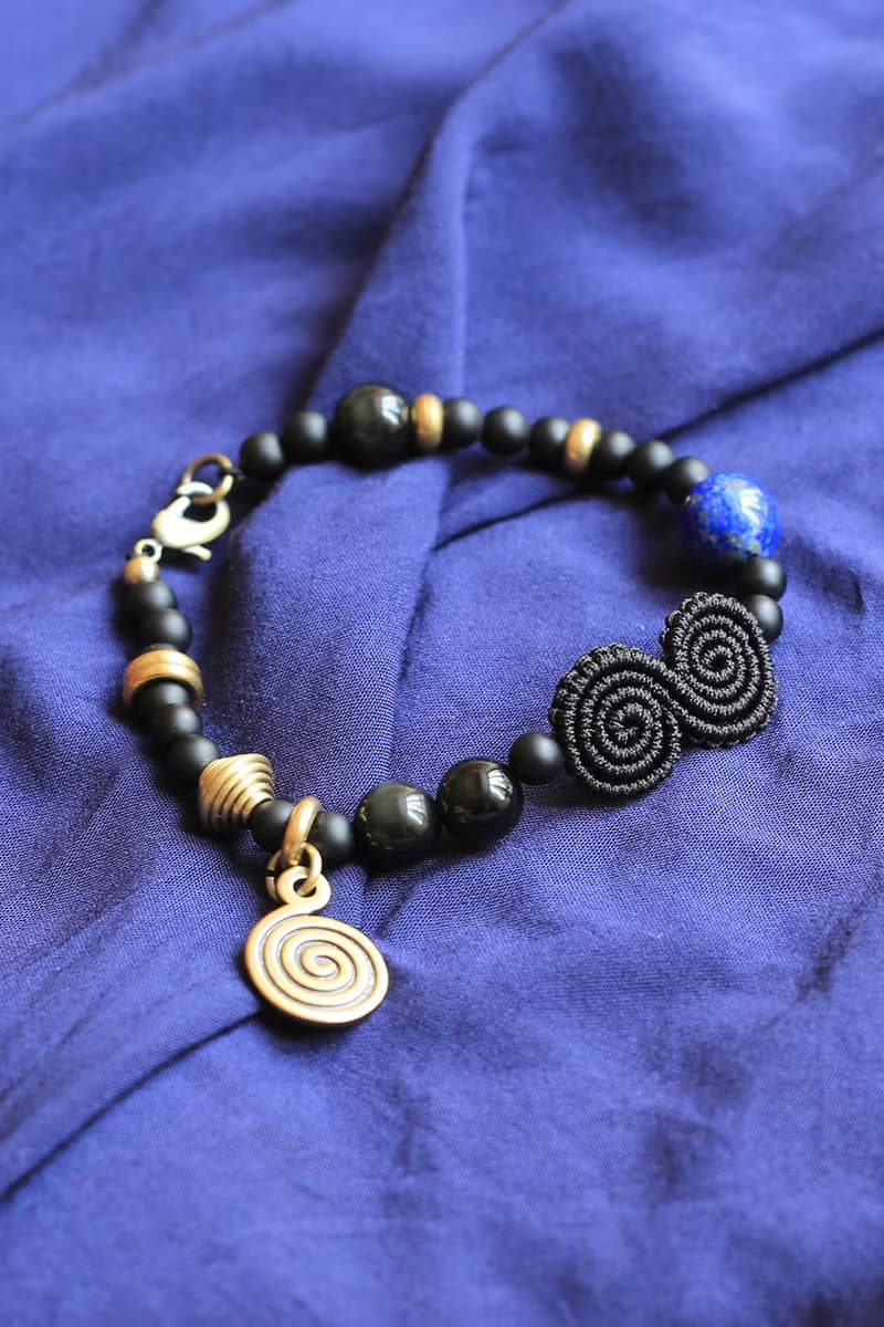 No.8-原創 &靜謐 | 青金色石 黑曜石 黑瑪瑙 黃銅 | 個性小眾