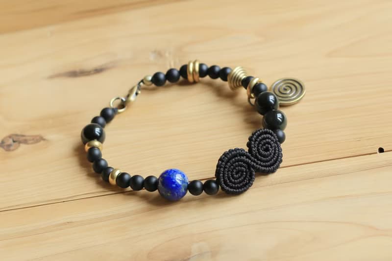 No.8-原創 &靜謐 | 青金色石 黑曜石 黑瑪瑙 黃銅 | 個性小眾