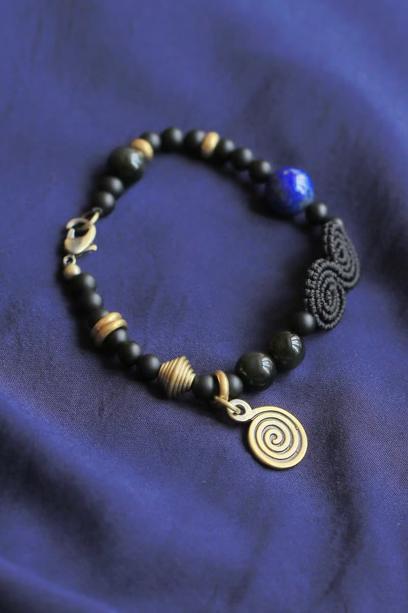 No.8-原創 &靜謐 | 青金色石 黑曜石 黑瑪瑙 黃銅 | 個性小眾