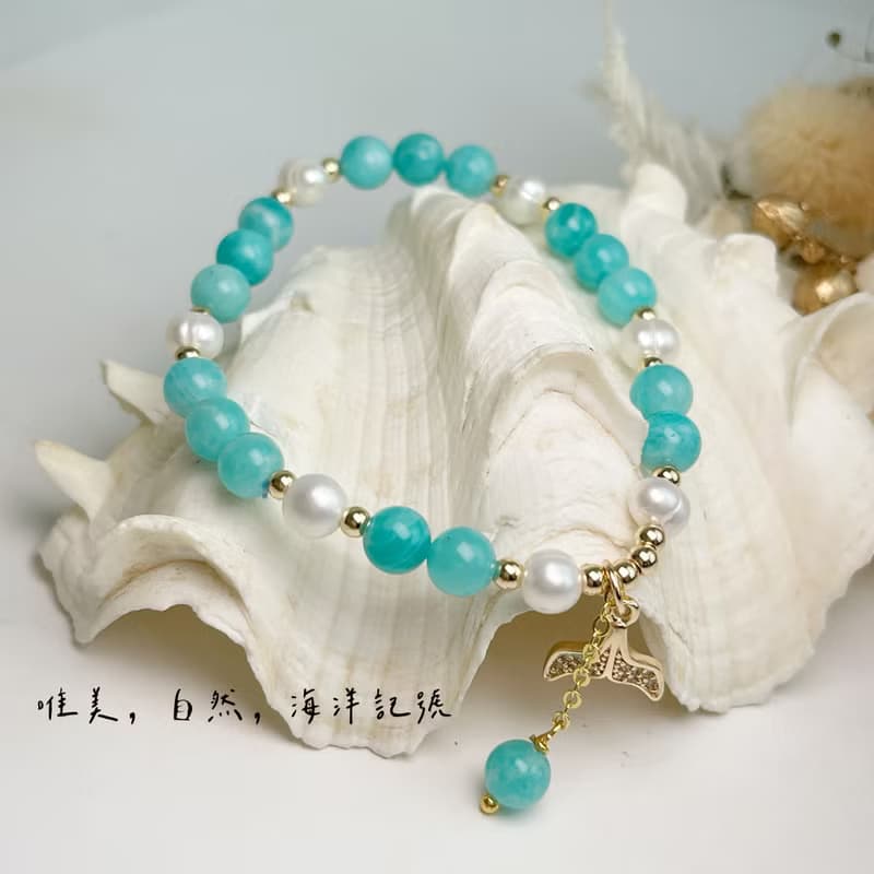 希望之石/天然珍珠-天河石珍珠手鍊