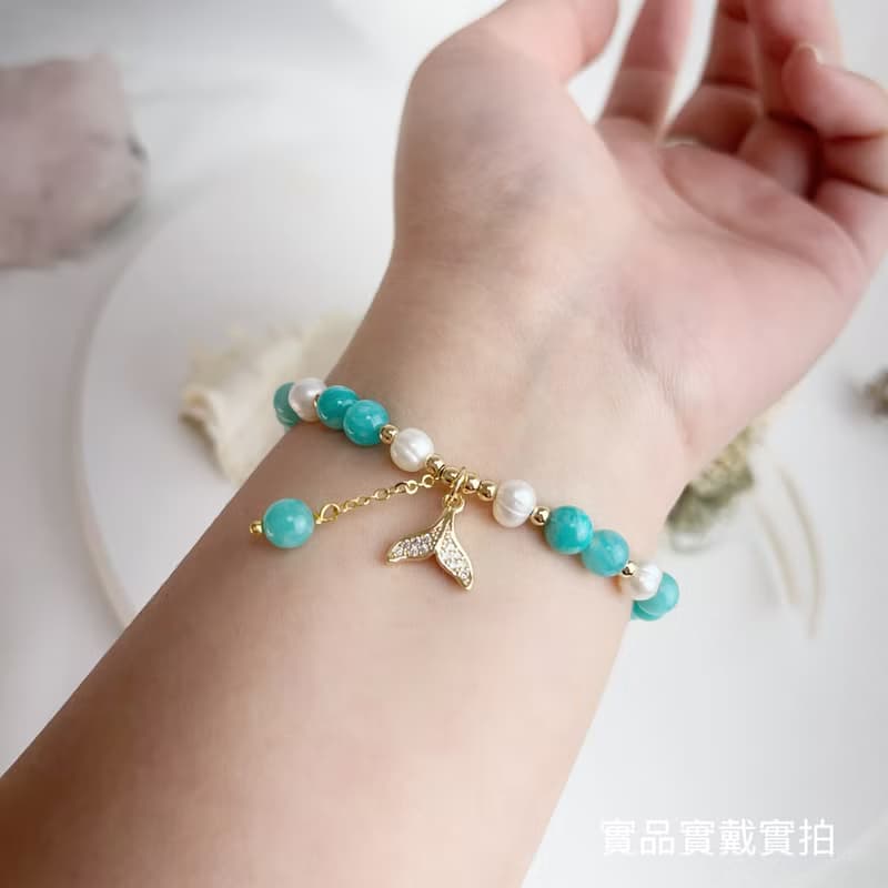 希望之石/天然珍珠-天河石珍珠手鍊