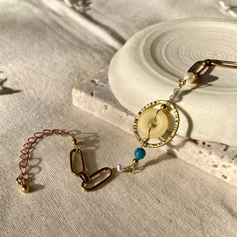 老林雜貨 | 黃玉圈圈設計手鍊