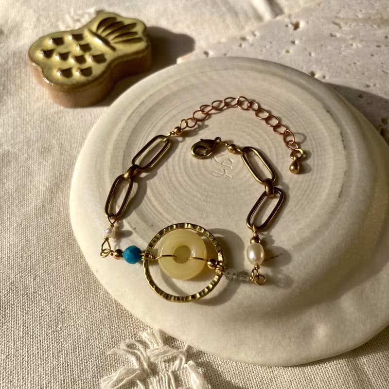 老林雜貨 | 黃玉圈圈設計手鍊