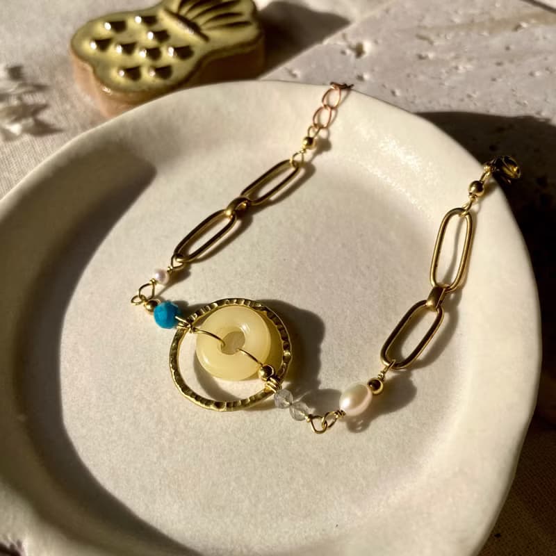 老林雜貨 | 黃玉圈圈設計手鍊
