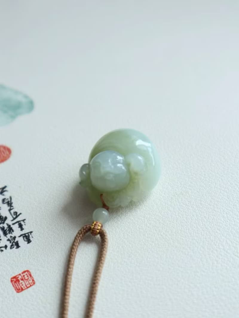 天然和田玉發財豬生肖豬吊墜項鏈 招財進寶 平安喜樂 生日禮物