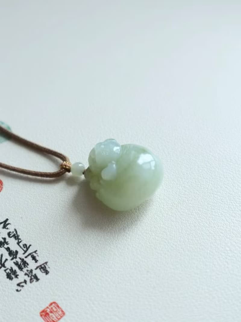 天然和田玉發財豬生肖豬吊墜項鏈 招財進寶 平安喜樂 生日禮物