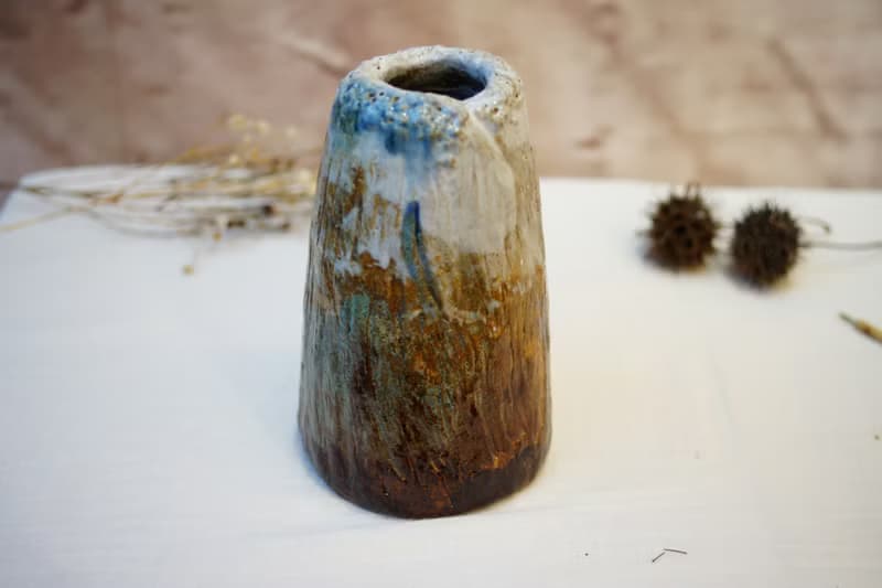 手捏陶瓶花器 秋氛  H13.5 cm 花入 花瓶 擺飾 水瓶 家飾