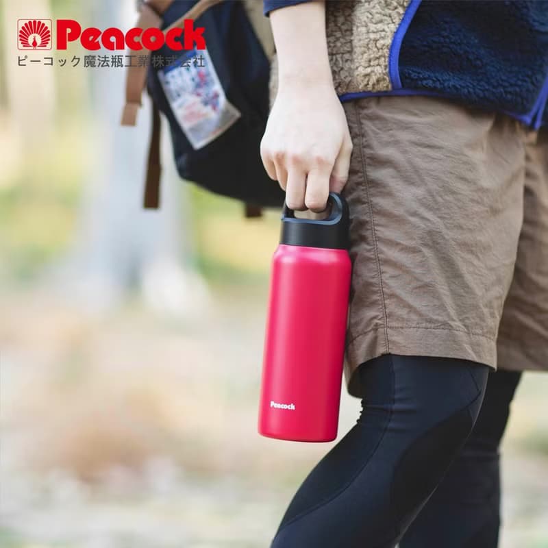 【孔雀Peacock】600ml 保冷保溫杯 (手提式) 消光玫瑰