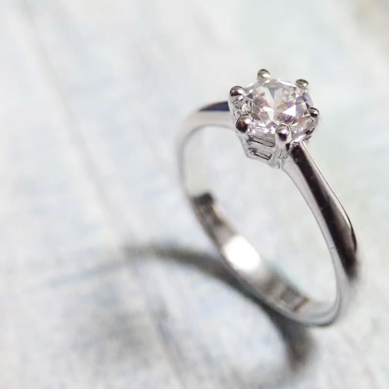 【比法一生】純銀戒指/求婚戒—經典六爪鑲單鑽戒指