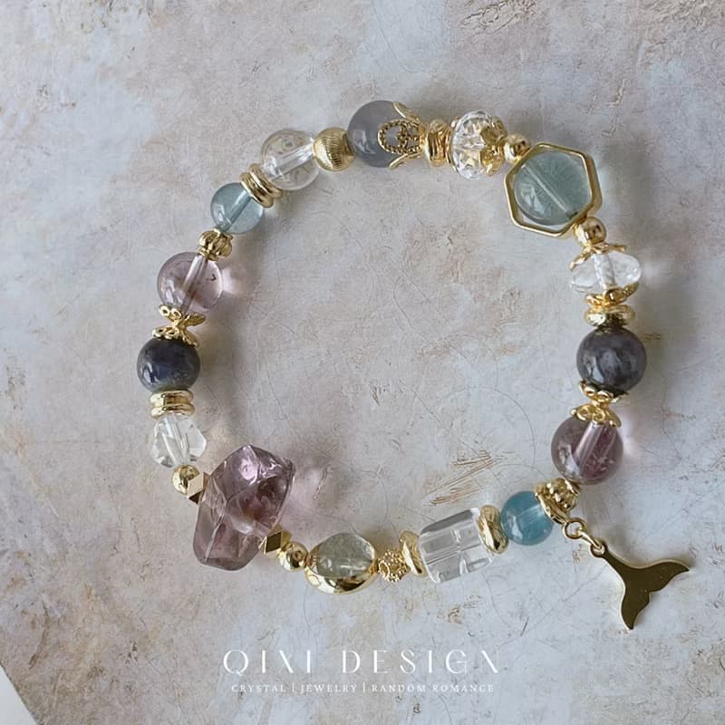 海神奇遇丨紫水晶+螢石 //提升靈感與專注力// 天然水晶手鍊