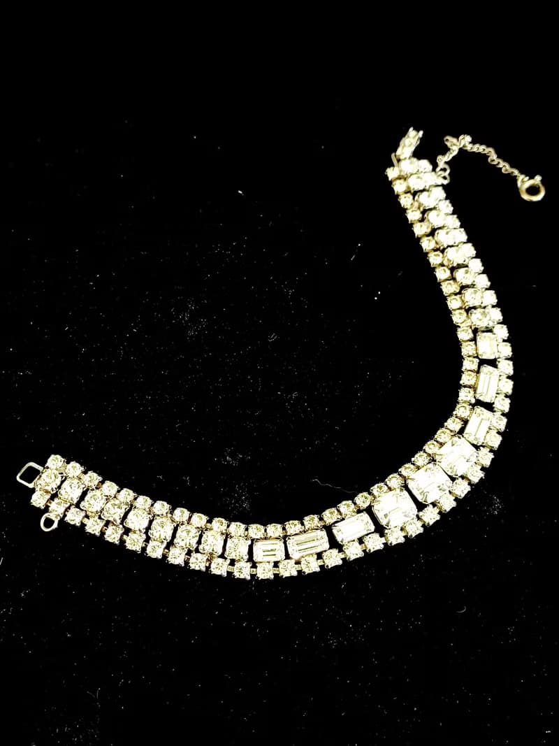 vintage jewelry   古典方形滿鑲萊茵手鍊