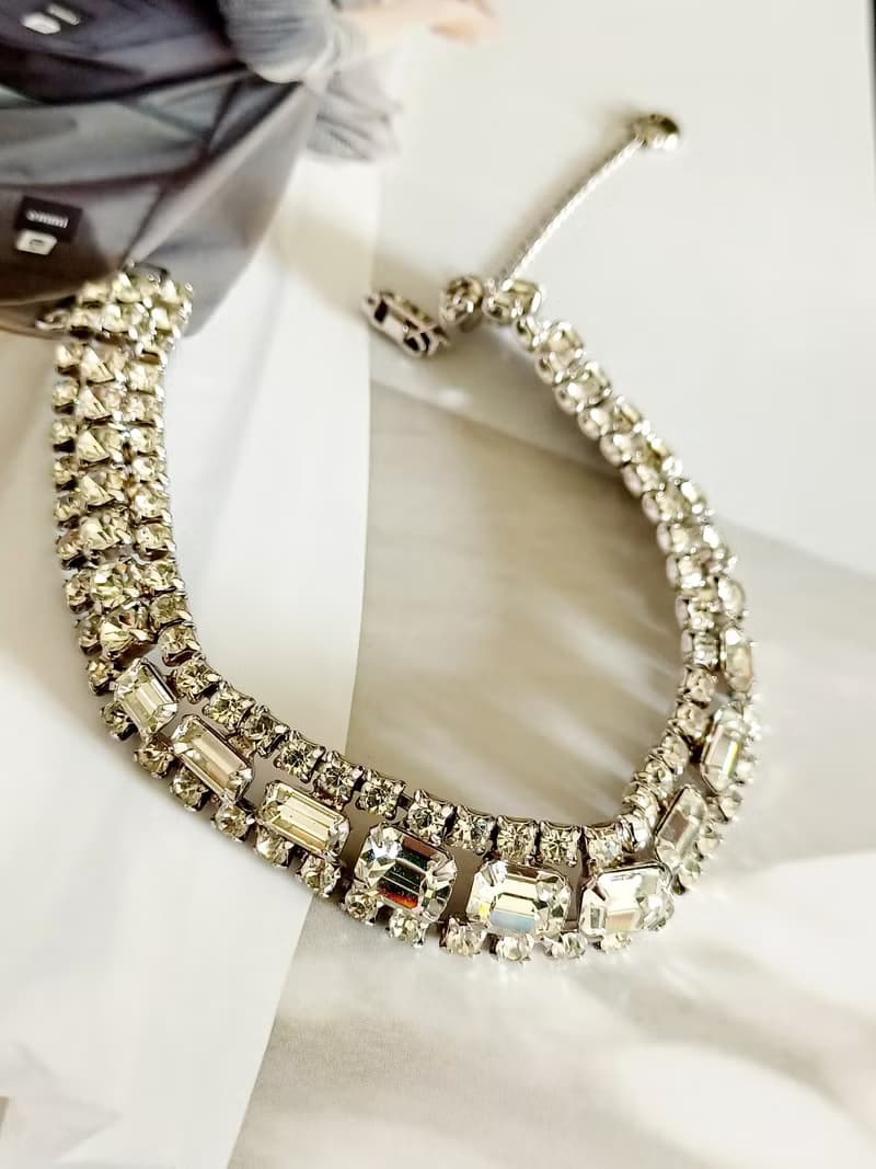 vintage jewelry   古典方形滿鑲萊茵手鍊