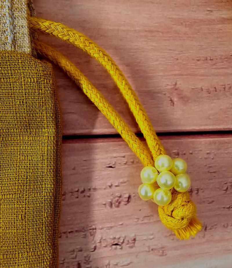 手作刺繡束口袋no.1-熊母子