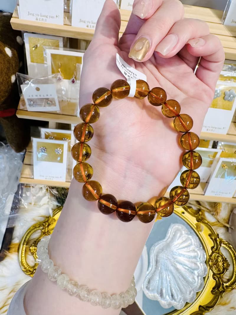 極品濃色威士忌黃水晶10.4-10.7mm31.94g招財事業財源滾滾非改色