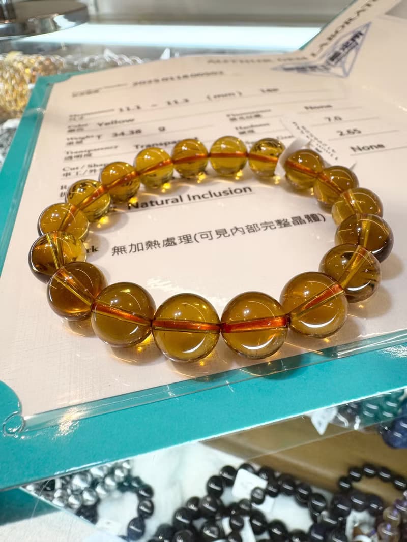 極品濃色威士忌黃水晶10.4-10.7mm31.94g招財事業財源滾滾非改色