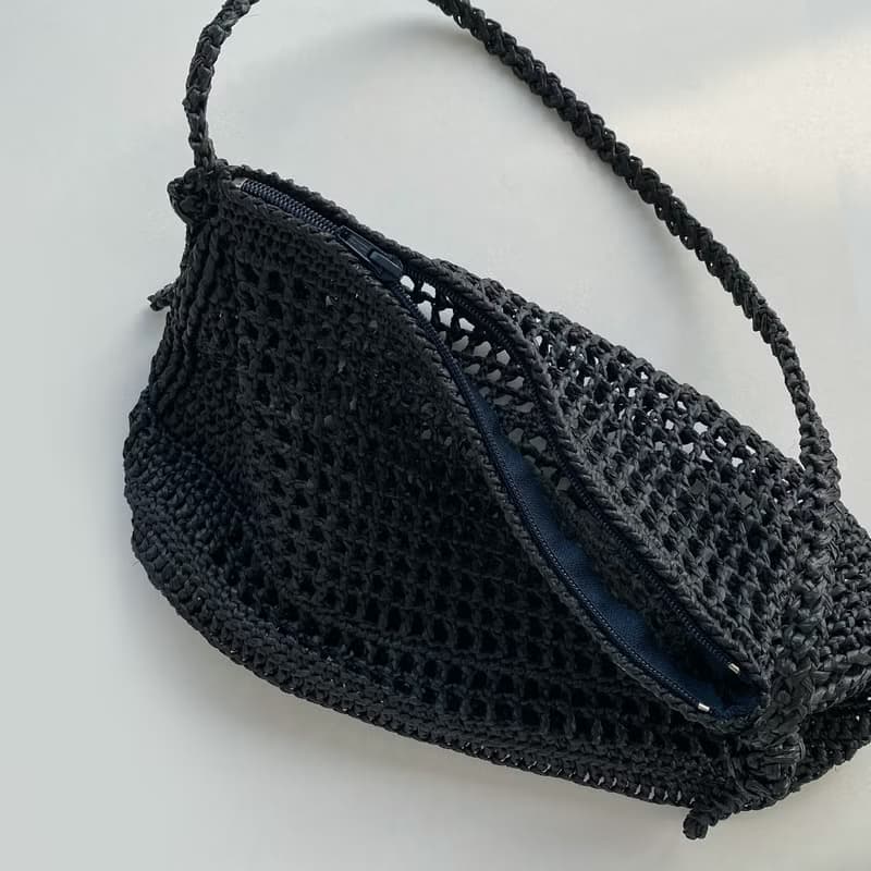 Summer Black Net Shirring Knot Shoulder Bag (Includes AirPod Case Keyring)