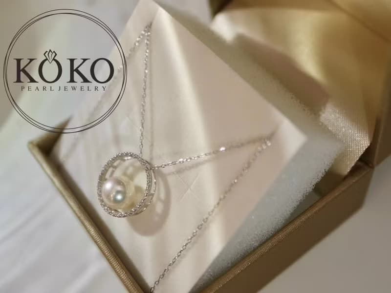 日本品牌 akoya珍珠項鍊 18k白金鑲鑽項鍊 珍珠項鍊 鑽石項鍊