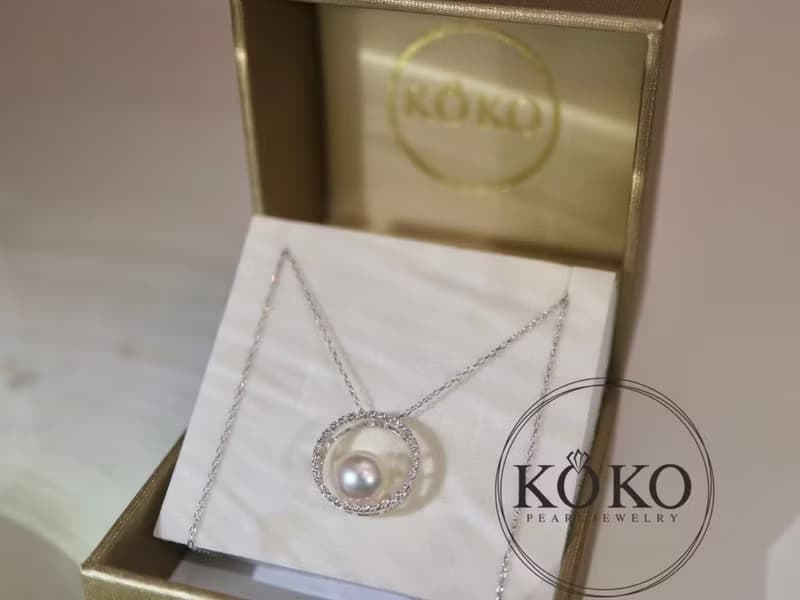 日本品牌 akoya珍珠項鍊 18k白金鑲鑽項鍊 珍珠項鍊 鑽石項鍊