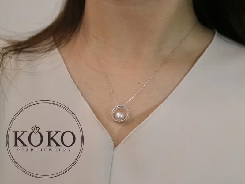 日本品牌 akoya珍珠項鍊 18k白金鑲鑽項鍊 珍珠項鍊 鑽石項鍊