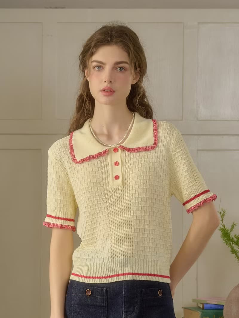 Giselle 彼得潘領甜美針織上衣