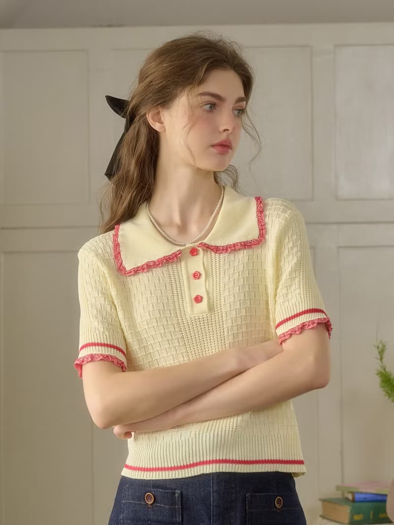 Giselle 彼得潘領甜美針織上衣
