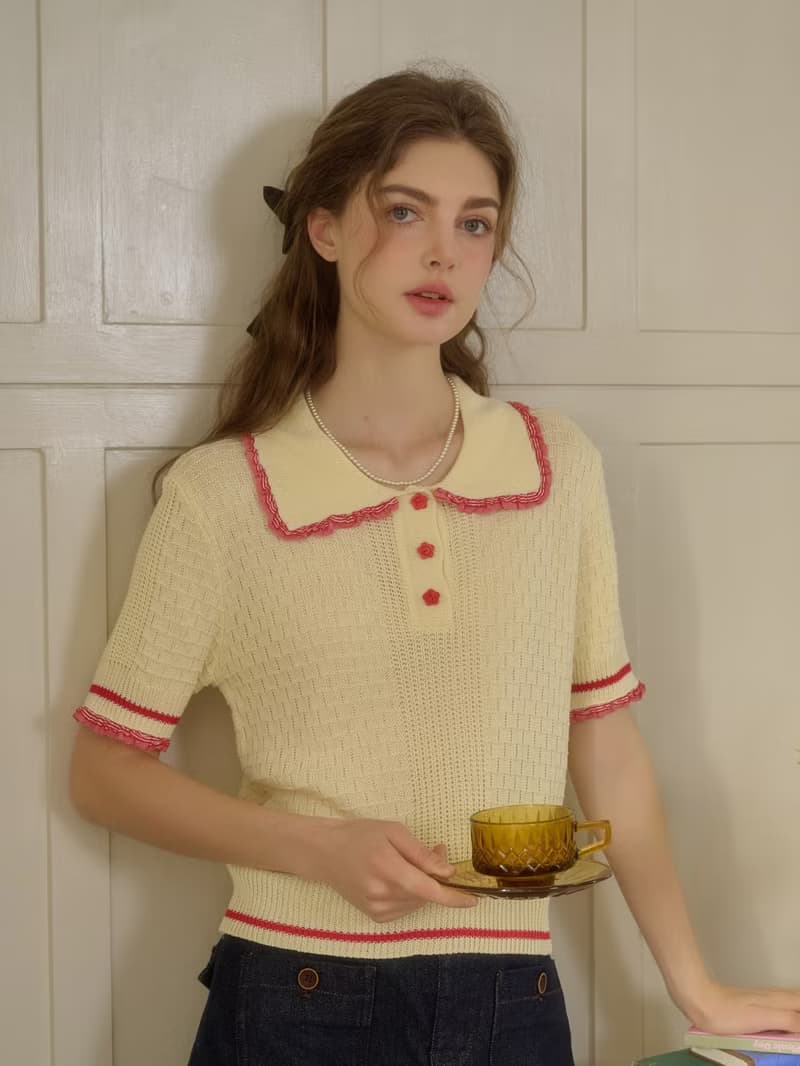 Giselle 彼得潘領甜美針織上衣