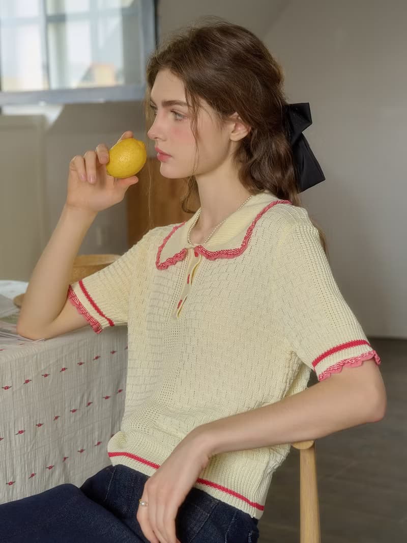 Giselle 彼得潘領甜美針織上衣