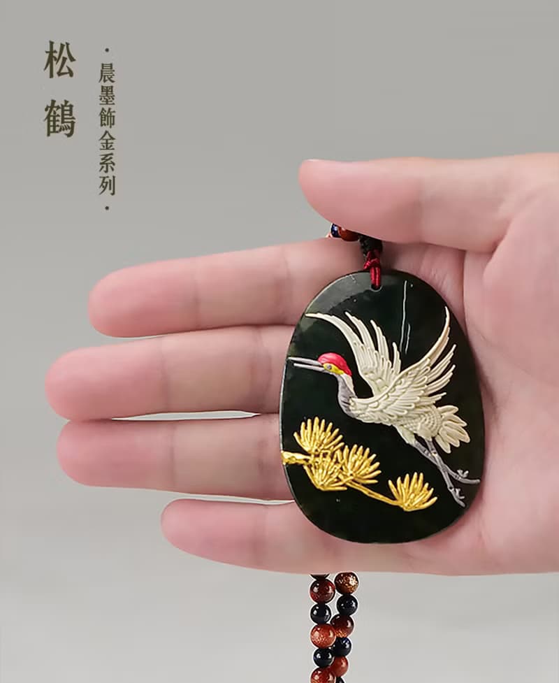 漆線雕│墨玉項鍊│松鶴│送長輩禮物推薦│母親節禮盒│畢業禮物