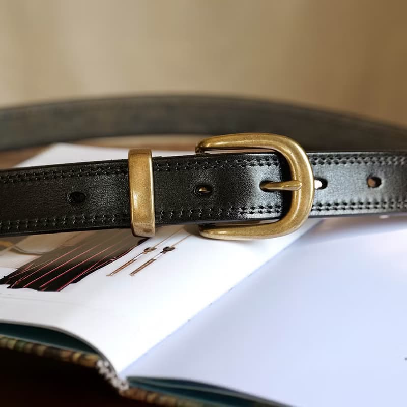 【男女皆宜】美式復古真皮腰帶 純銅扣頭皮帶 百搭牛仔褲工裝褲帶