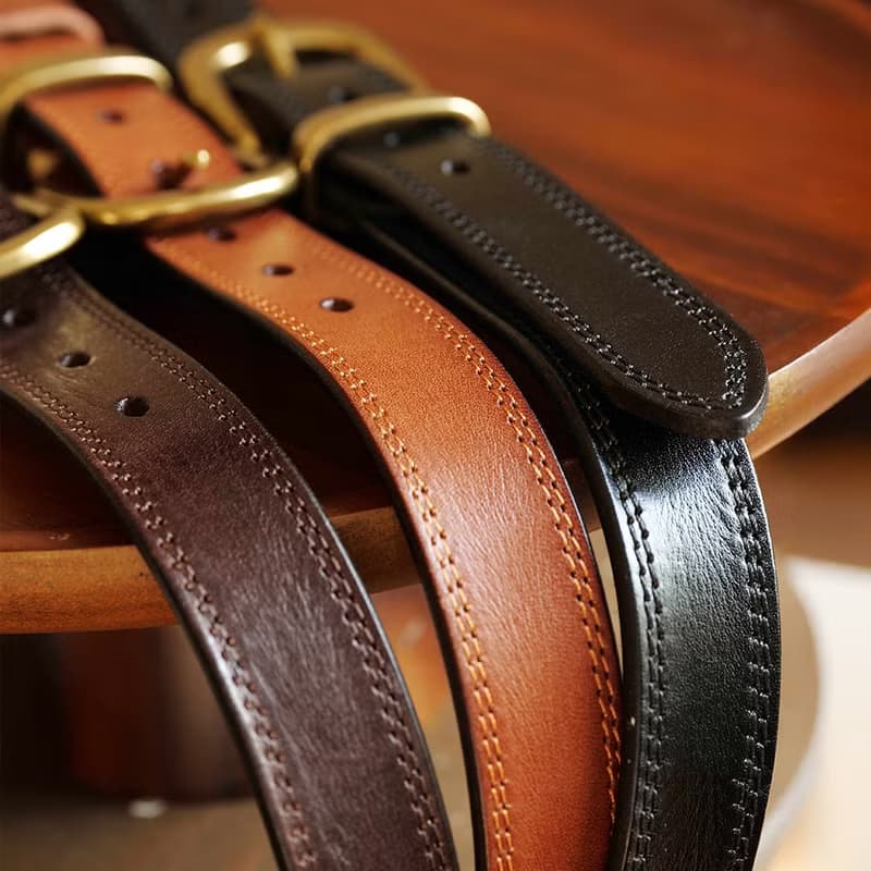 【男女皆宜】美式復古真皮腰帶 純銅扣頭皮帶 百搭牛仔褲工裝褲帶