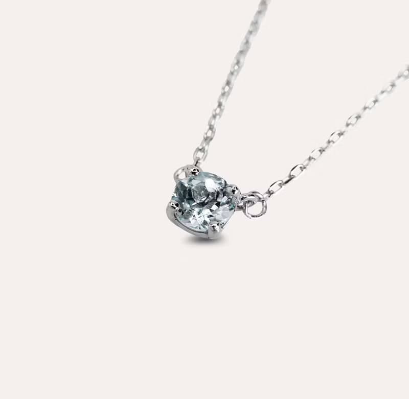 安珠 海藍寶 藍色 圓形 5mm 項鍊 經典系列 Round N 寶石銀飾 AND