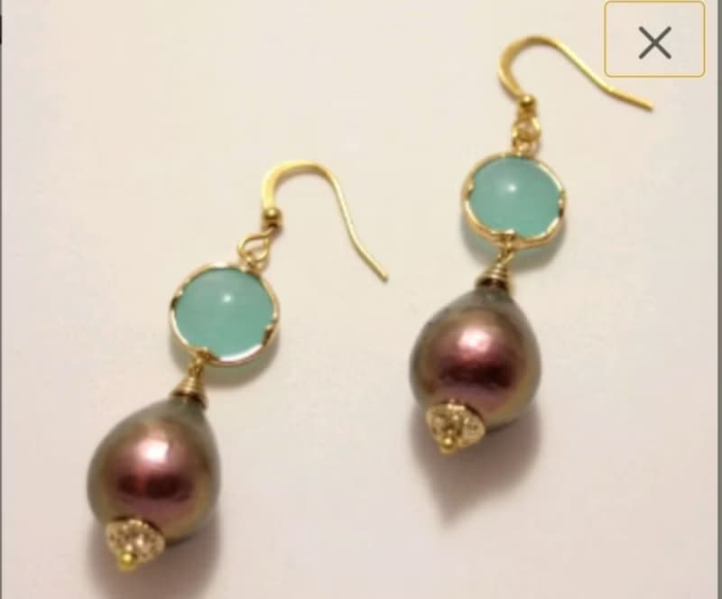Purple Cotton Pearl Earrings Mint Green Drop Earrings Dangle Long Earrings