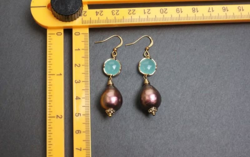 Purple Cotton Pearl Earrings Mint Green Drop Earrings Dangle Long Earrings