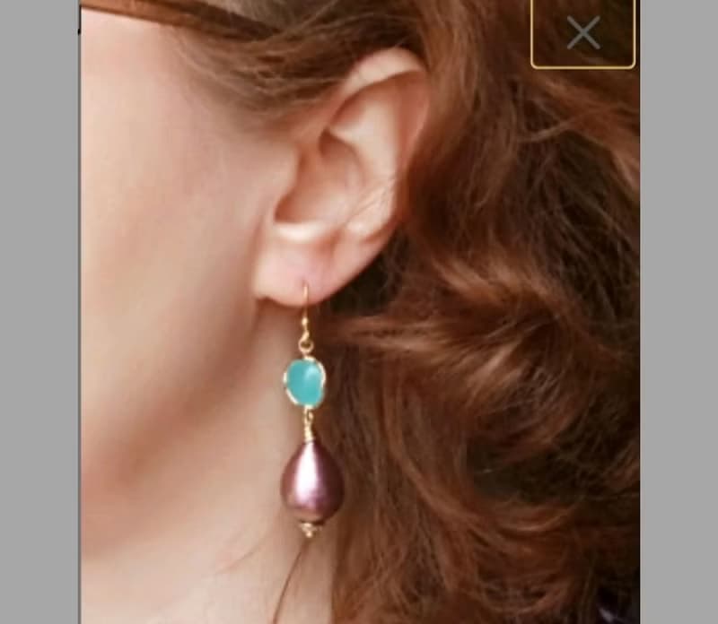 Purple Cotton Pearl Earrings Mint Green Drop Earrings Dangle Long Earrings