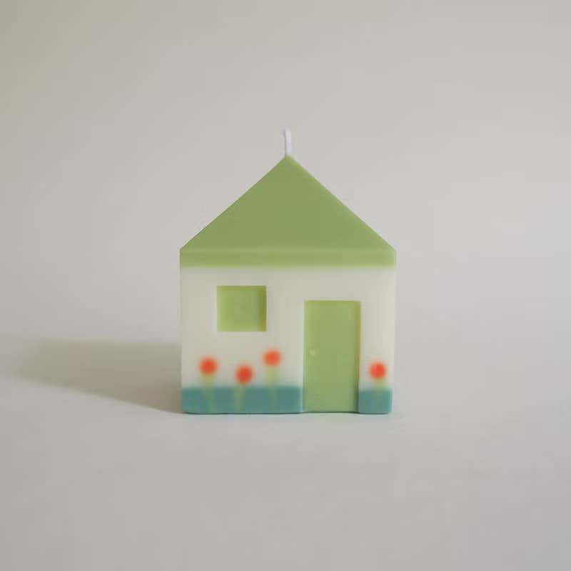 小房子 手作香氛蠟燭 混合花香 綠色屋頂小花園