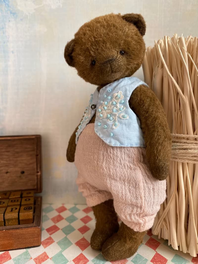 Brown cute teddy bear, OOAK, adorable bear, collectible toys, handmade, gift